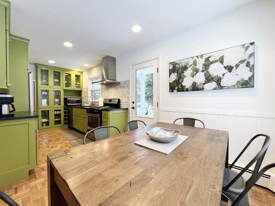 Dining space is open to the living room and kitchen