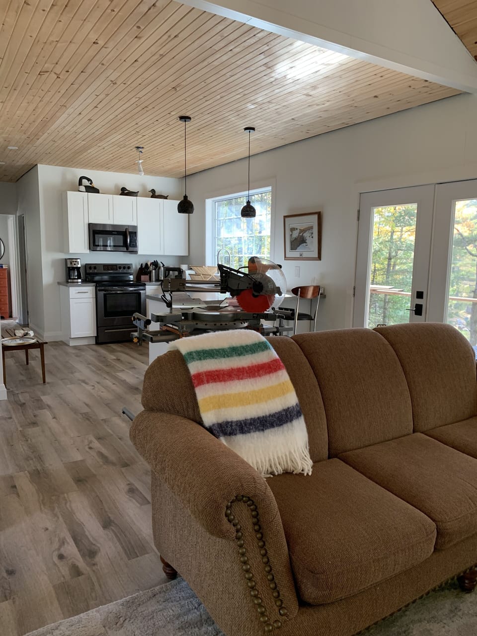 Living room and kitchen at upper cottage. 