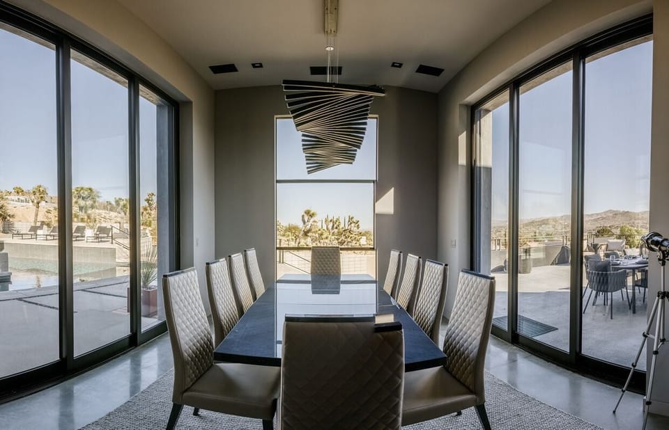 Indoor dining table that seats 8 guests