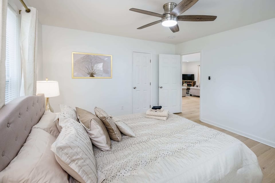 The second bedroom has plenty of storage to unpack and unwind. 