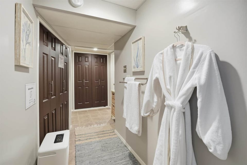 downstairs you will be greeted by the bathhouse and spa-like atmosphere.