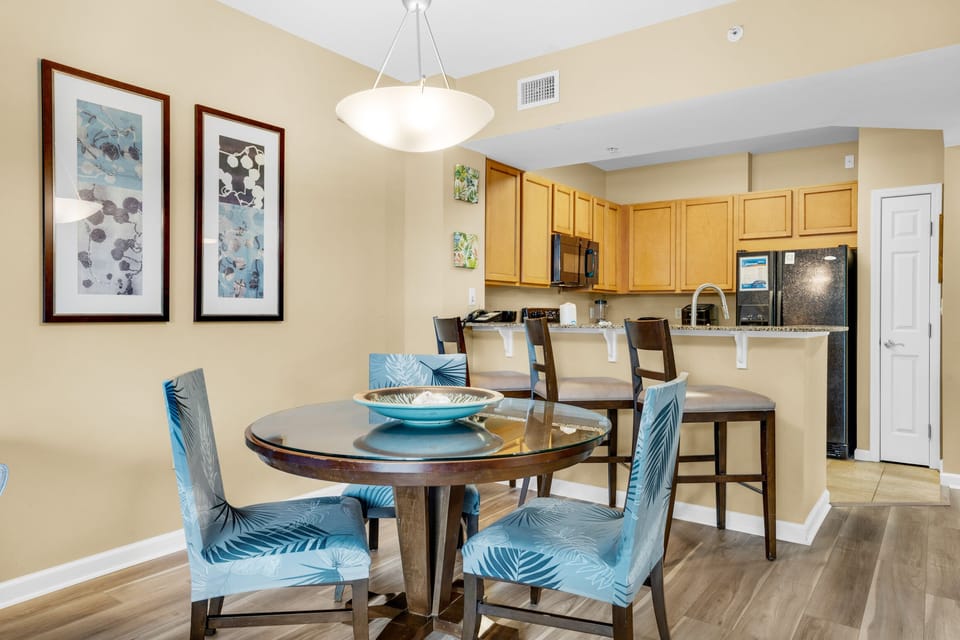 Dining table plus eat-in bar seating