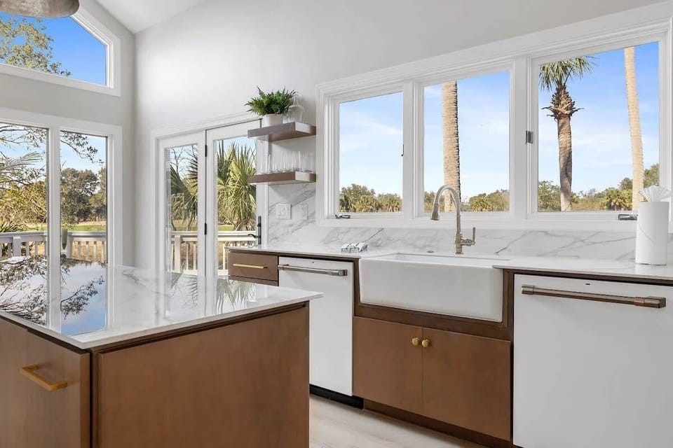 Fully stocked kitchen with beautiful views