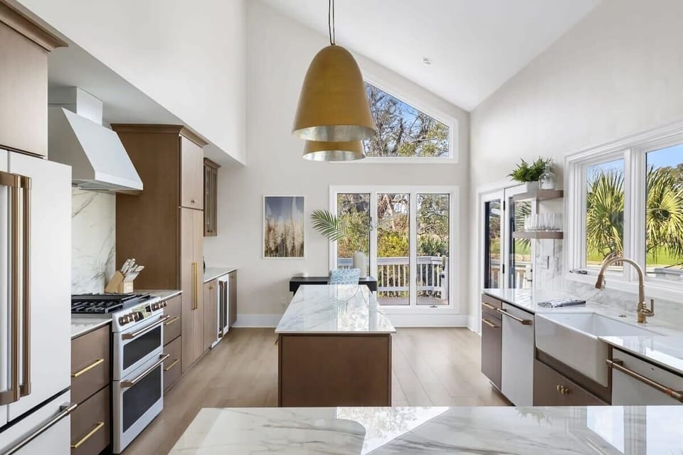 Fully stocked kitchen with beautiful views