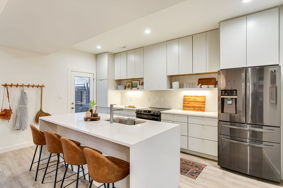 Top of the line kitchen appliances ready to create a home-cooked meal