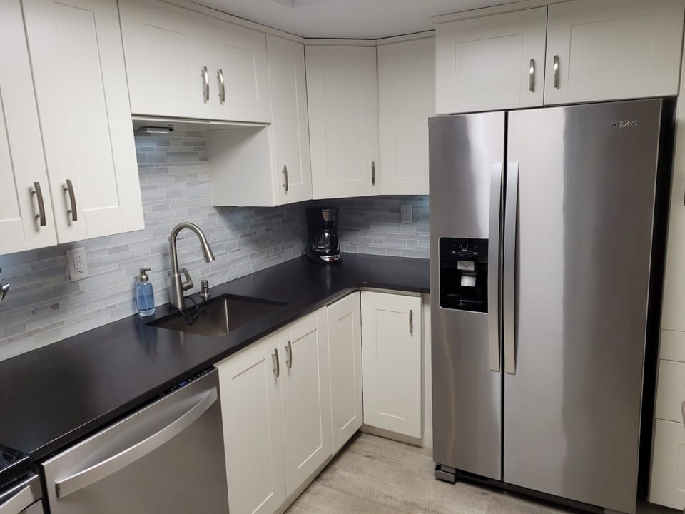 Fully stocked kitchen.