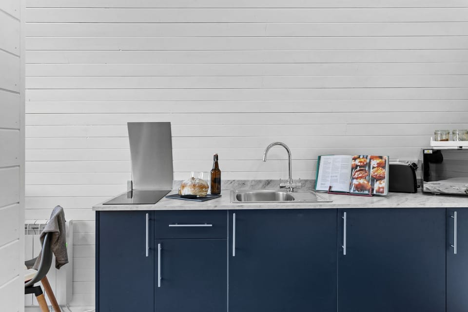 Electric hob, toaster and microwave with sink and cupboards - Honeycrisp Pod