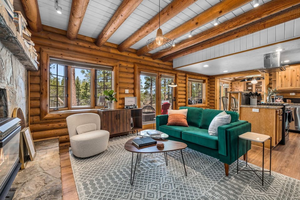 Library Space with kitchen in the back