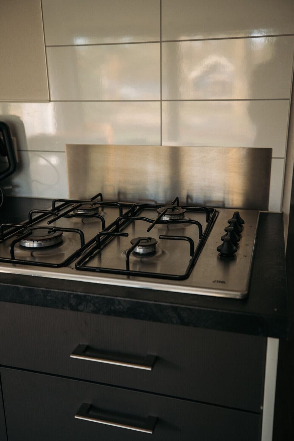 Detail view of the gas cooking area