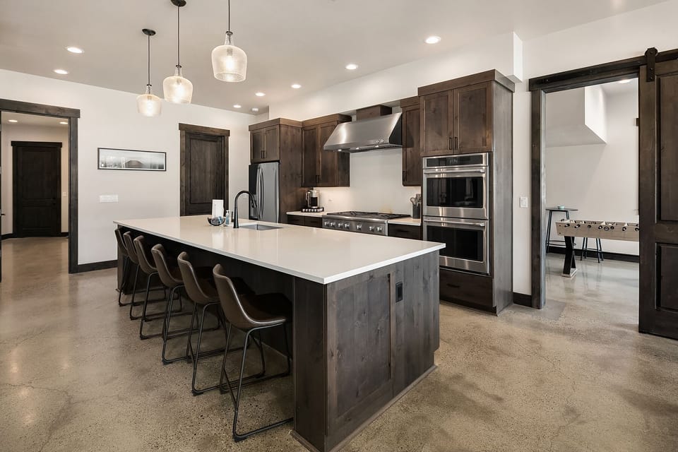 Knotty Pine: - Fully stocked chef's kitchen with a huge center island with seating for 6.