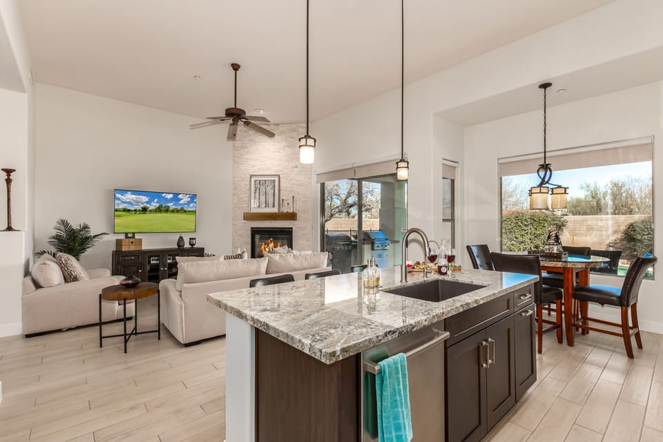 Fully Equipped Kitchen stocked with basic cooking essentials and stainless steel appliances.