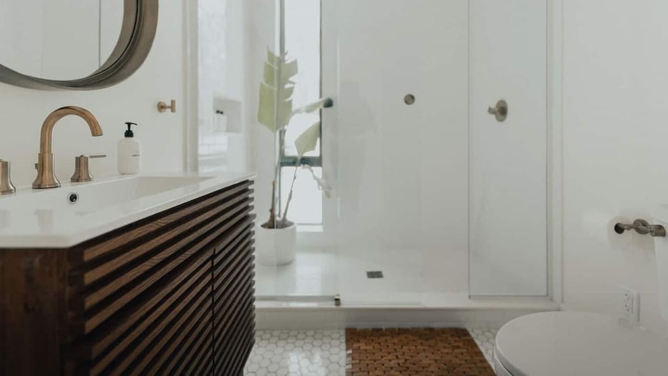 Bathroom 1 - super sized shower big enough for a large plant 