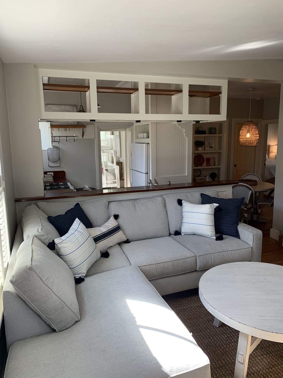 Newly furnished spaces, including living room sectional couch for comfort!