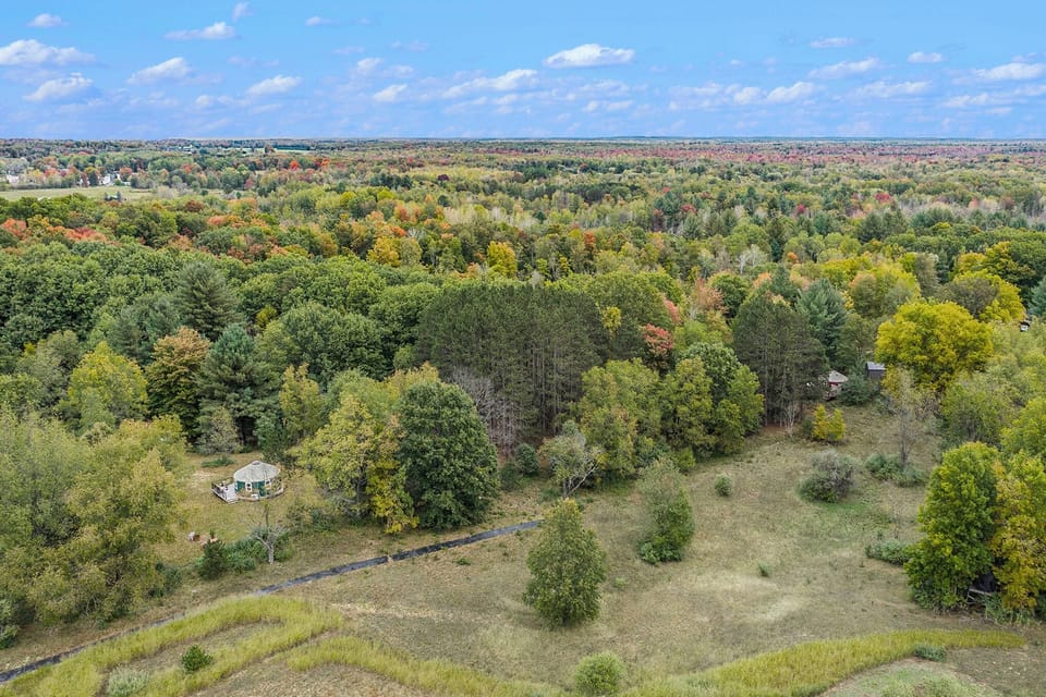 Aerial view of yurt