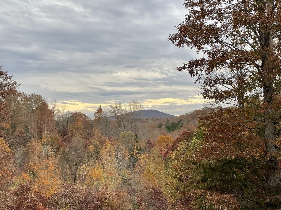 Fall view of Pilot Mountain from the property.