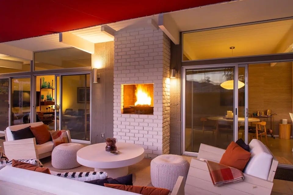 Covered patio with gas fireplace 