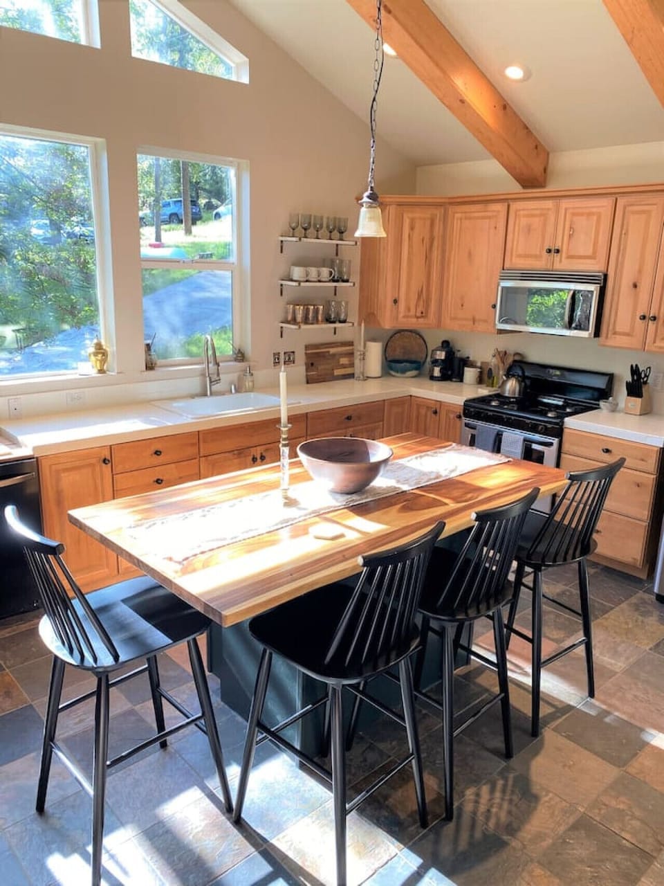 The kitchen gets amazing natural sunlight in the morning.