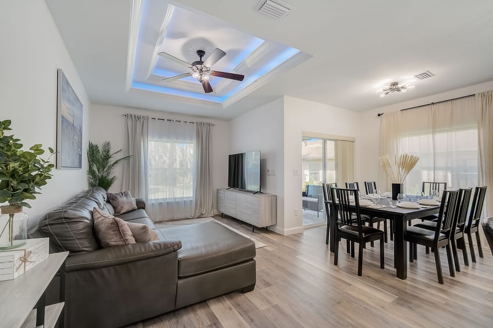 Open space living,dining, and kitchen area