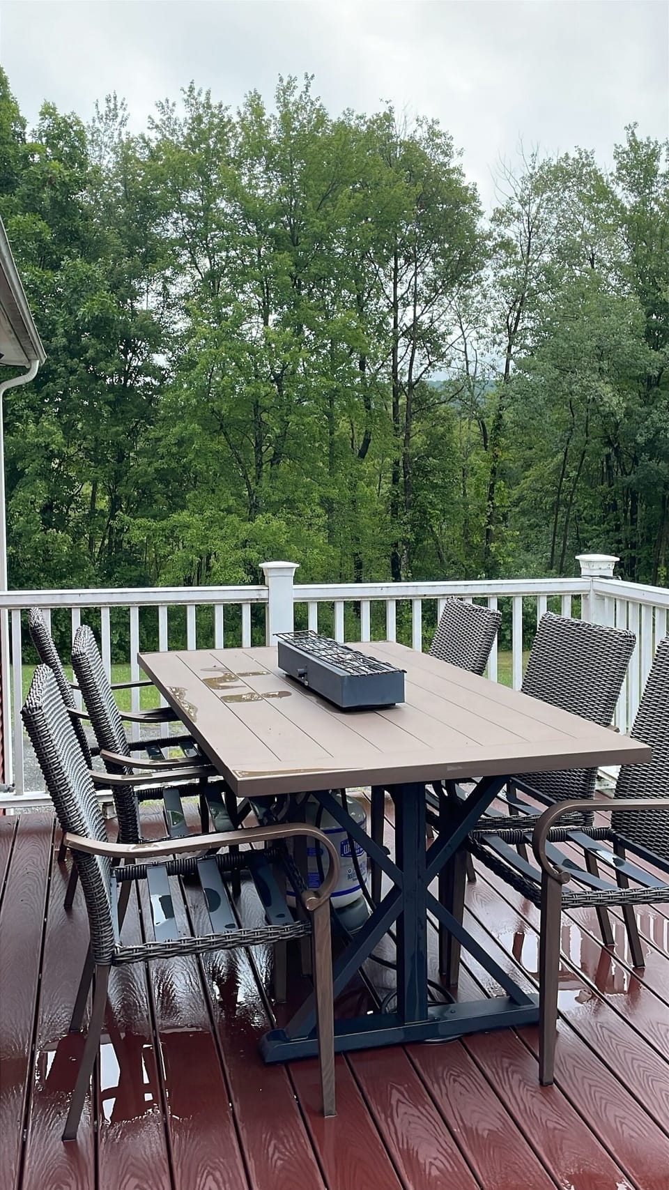 Outdoor dining with peaceful mountain views at your private retreat.