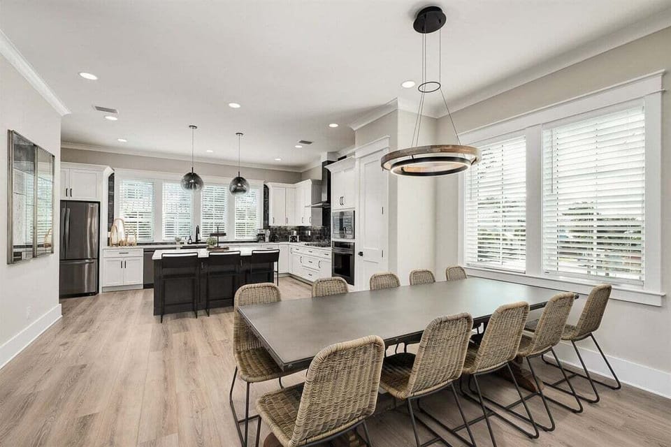 Modern kitchen with amazing light fixtures