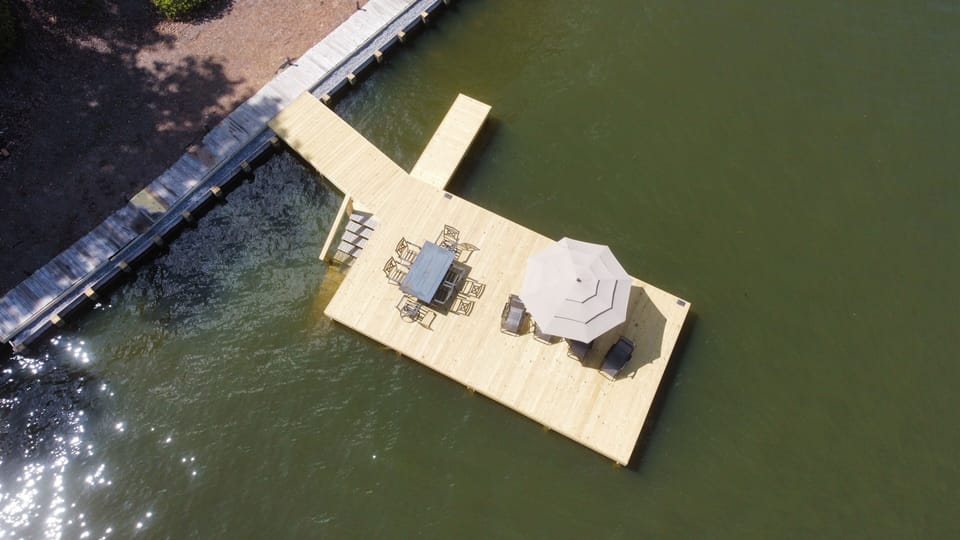 Swim stairs for comfortable dock entrance and boat slip. 