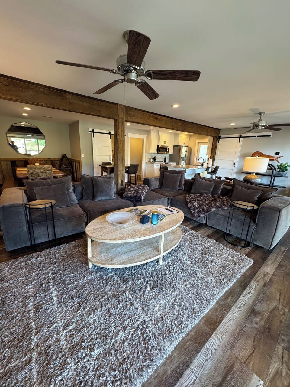 Looking from TV back to kitchen