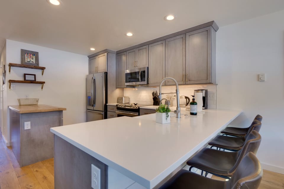 Kitchen | Fully Stocked with Spices | Coffee Maker |  4 counter bar stools