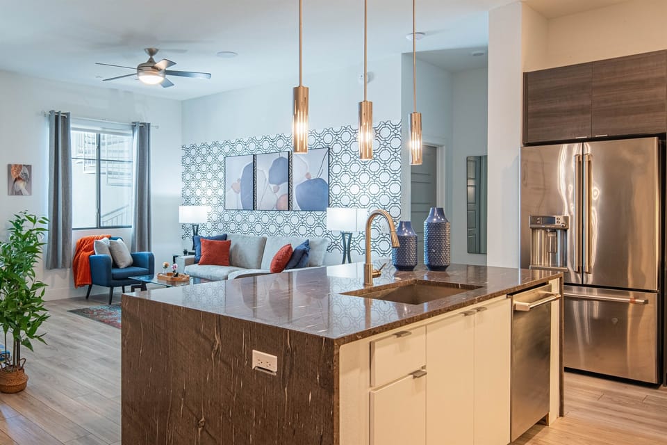 Modern appliances and sleek countertops for easy meal prep.