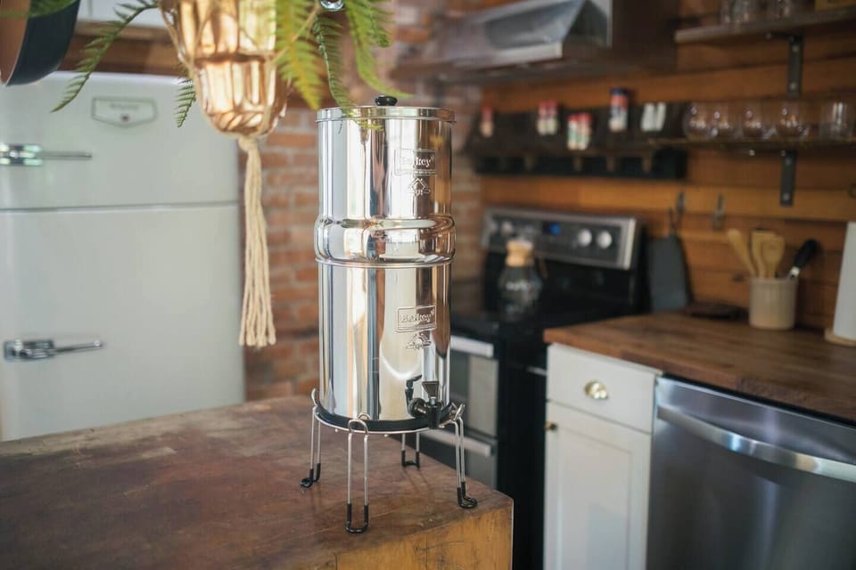 House is on City water, so we have equipped the kitchen with a top notch Berky water filter. 