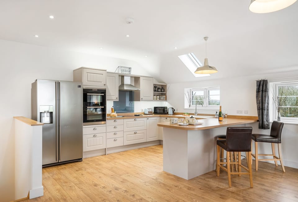 Hayloft at Trevissick Farm, Porthtowan. The well equipped kitchen will help with any of your culinary needs