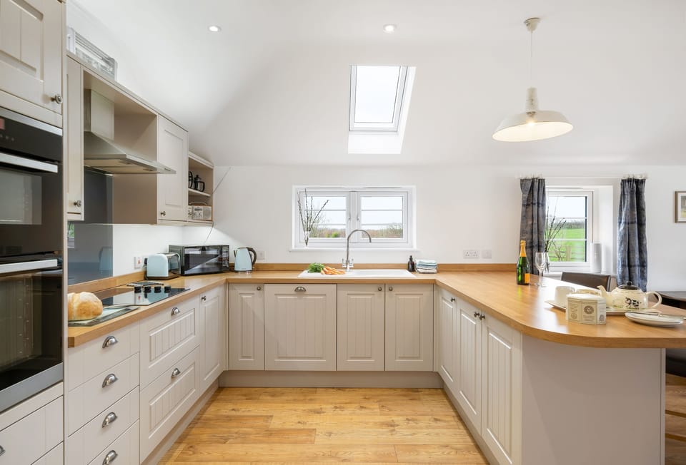 Hayloft at Trevissick Farm, Porthtowan. The well equipped kitchen will help with any of your culinary needs