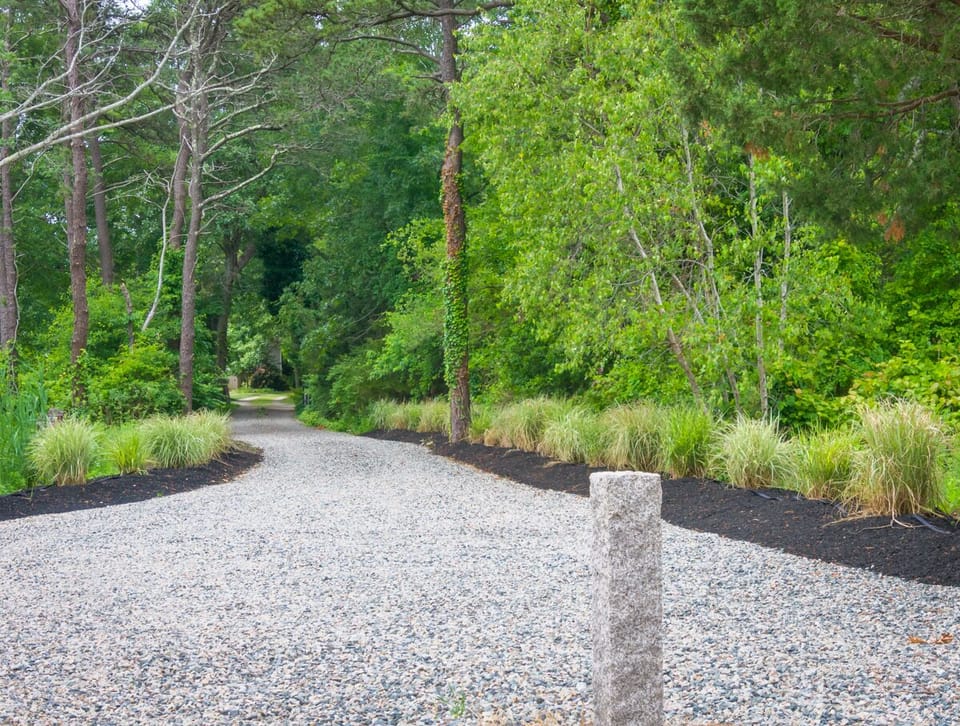 Long Private Driveway set back from Route 6A