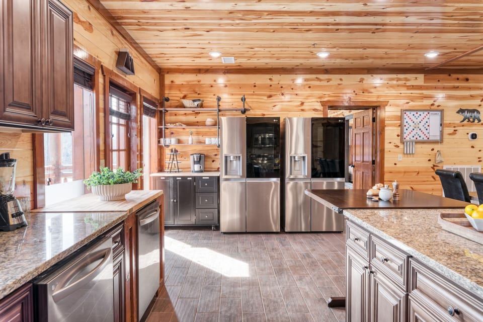Dual fridges in the kitchen.
