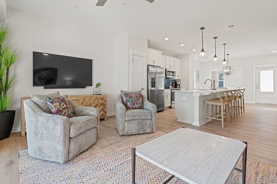 Living Area with Deck Access on Second Level