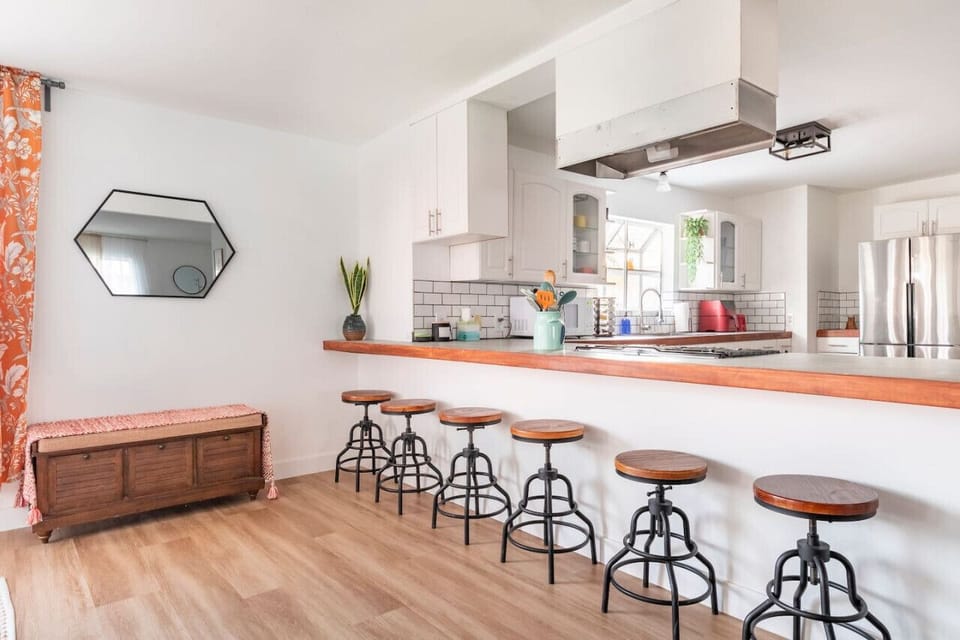 Stylish breakfast bar with a modern kitchen view.