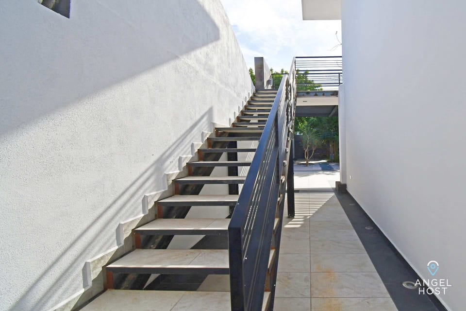 The stairwell that leads to the upper levels