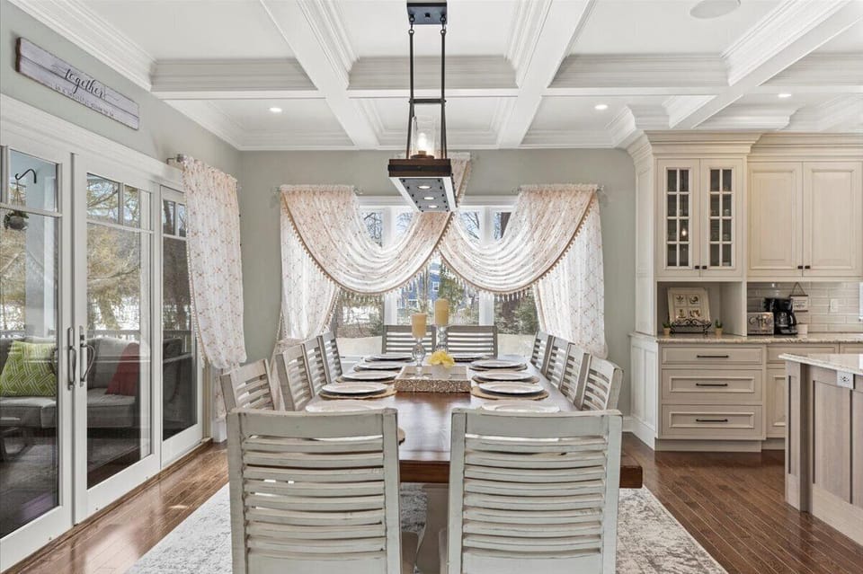 Dining table with 12 chairs. 