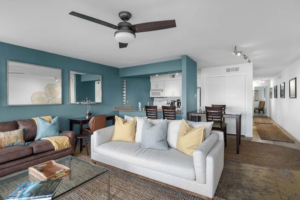 Relax in the stylish living room.