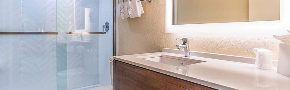 Refresh after a long day in a sleek, spa-like shower.