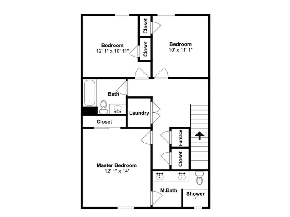 Townhome Layout, Bedroom Level