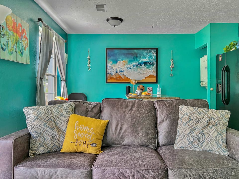 Enjoy time watching smart TV or playing games in the living area.  Couch makes into a queen sofa sleeper