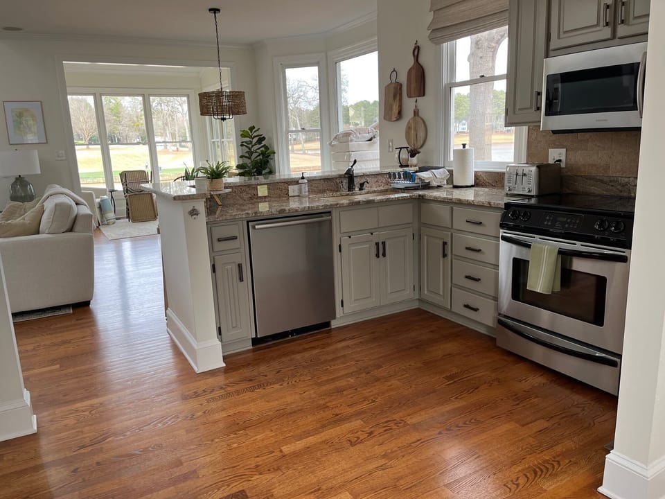 Kitchen with view of the lake