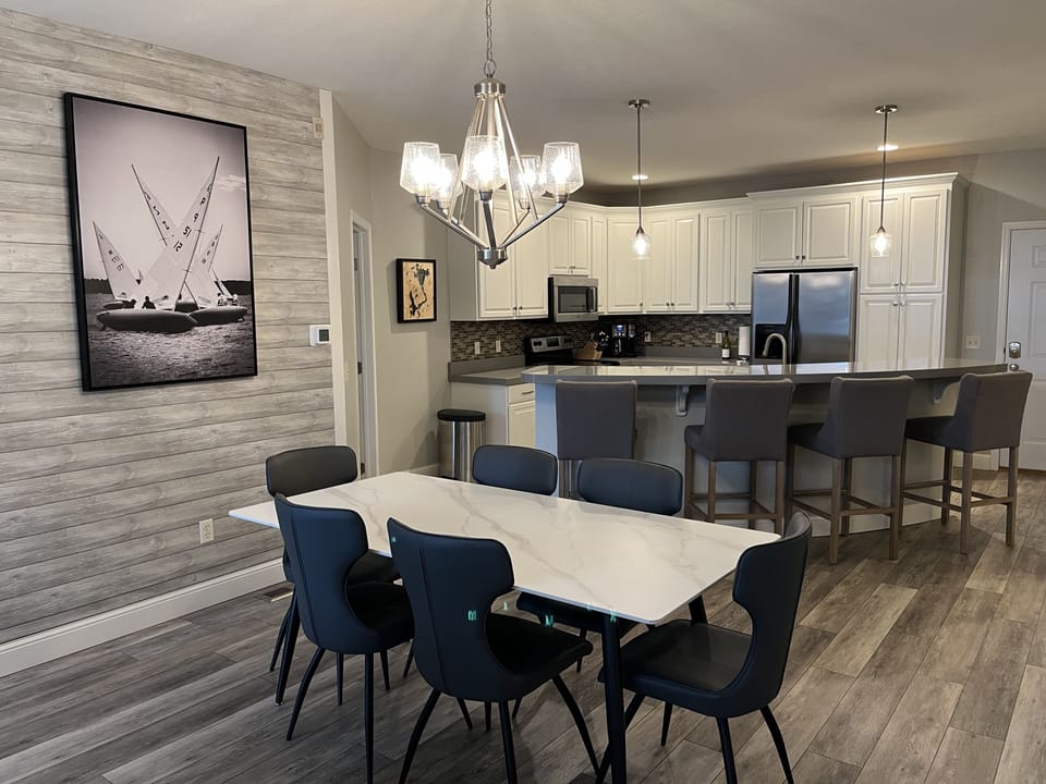 Friends and family gather around — comfortable dining for 10.