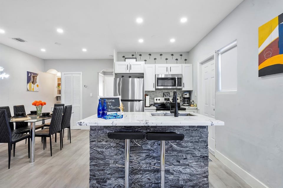 Modern kitchen, quipped with everything you will need for cooking and baking.