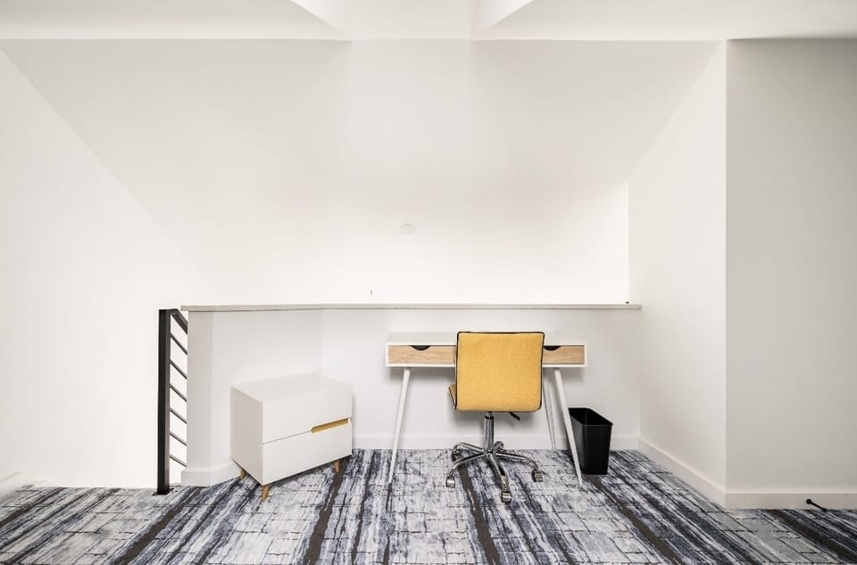 Vibrant and stylish work space in loft.
