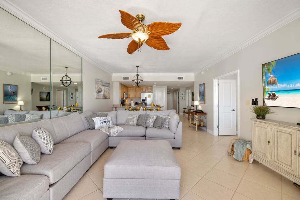 Large Sectional for everyone to hang out and relax.