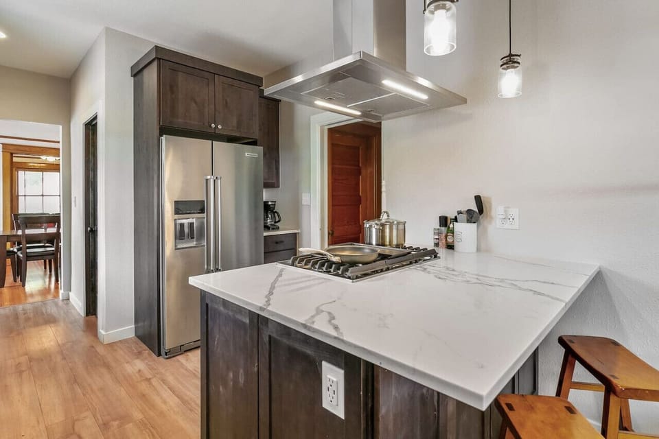 Kitchen counter dining area.