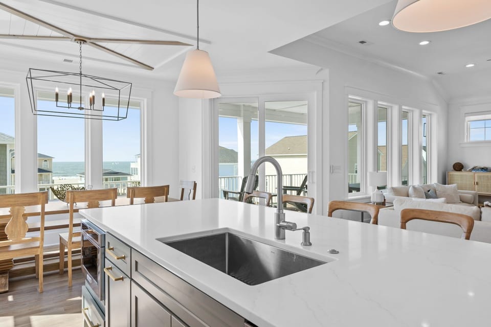 Reverse floor plan allows for ocean view dining
