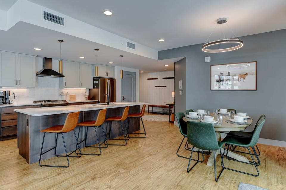 island bar seating for additional 4 people.