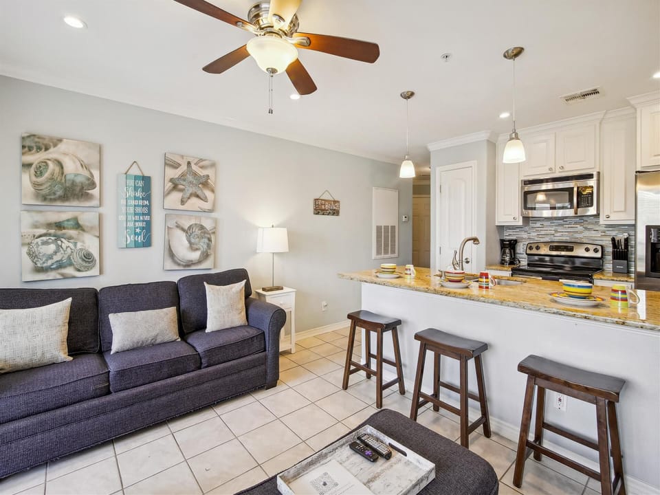 Open Living and Bar Seating